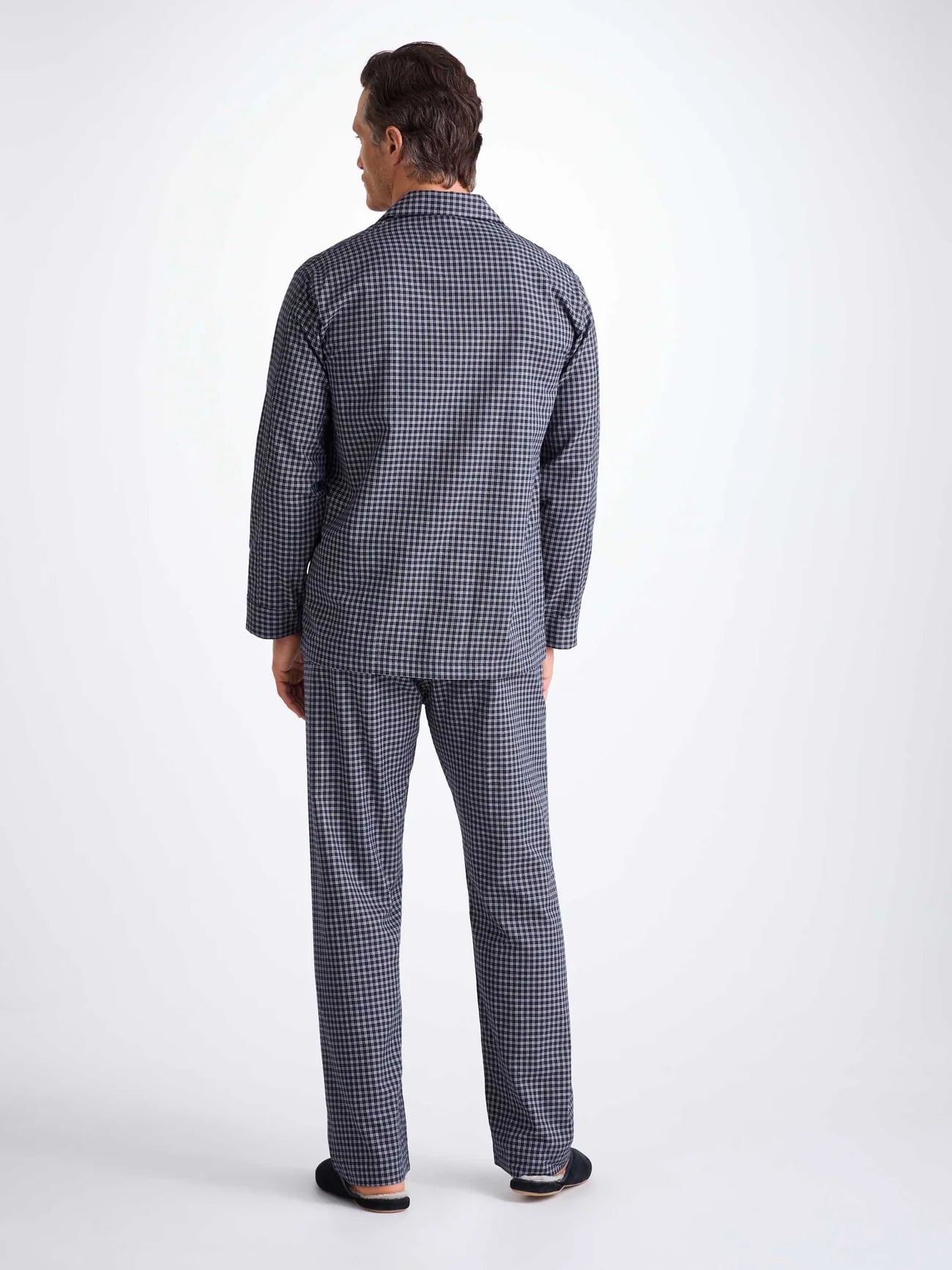 DEREK ROSE MEN'S CLASSIC FIT PAJAMA SET - BRAEMAR 32 BRUSHED COTTON NAVY