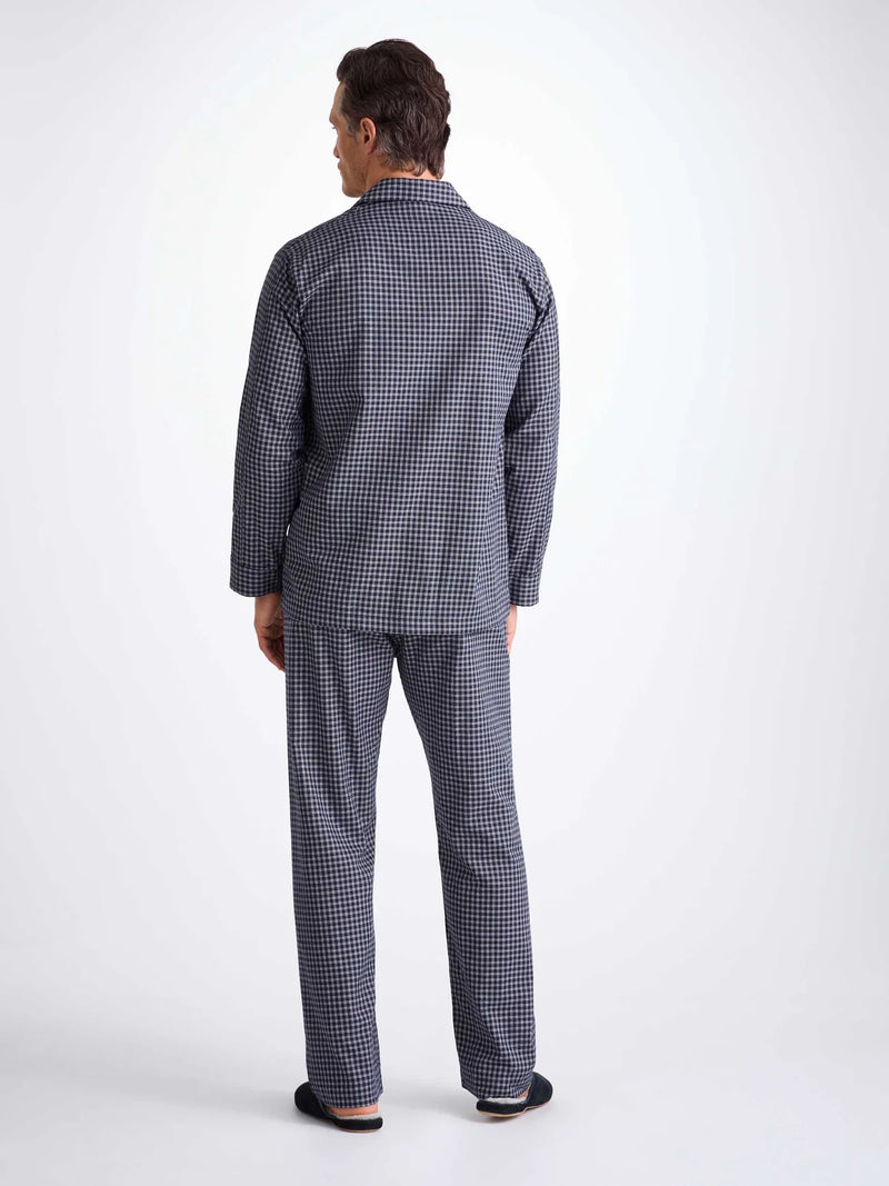 DEREK ROSE MEN'S CLASSIC FIT PAJAMA SET - BRAEMAR 32 BRUSHED COTTON NAVY