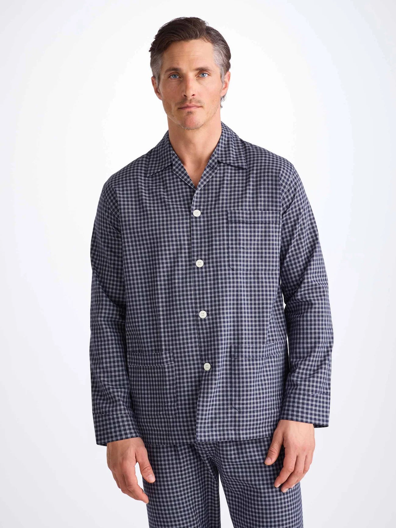 DEREK ROSE MEN'S CLASSIC FIT PAJAMA SET - BRAEMAR 32 BRUSHED COTTON NAVY