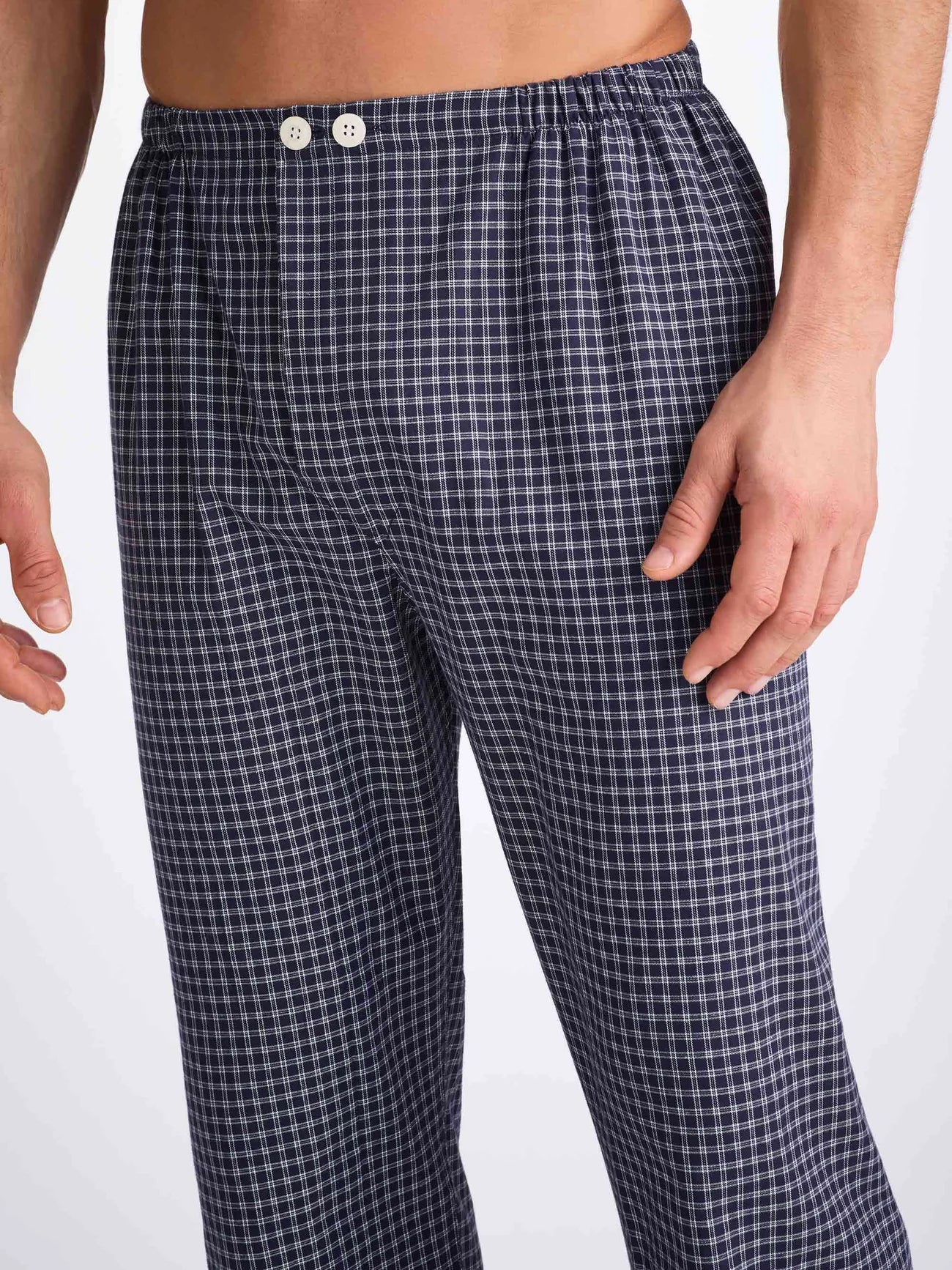DEREK ROSE MEN'S CLASSIC FIT PAJAMA SET - BRAEMAR 32 BRUSHED COTTON NAVY