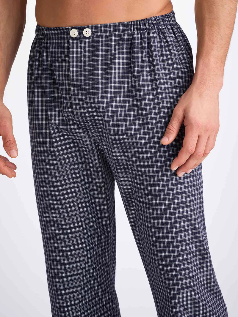 DEREK ROSE MEN'S CLASSIC FIT PAJAMA SET - BRAEMAR 32 BRUSHED COTTON NAVY