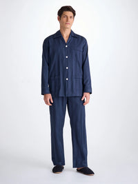 DEREK ROSE MEN'S CLASSIC FIT PAJAMA SET - LINGFIELD COTTON NAVY
