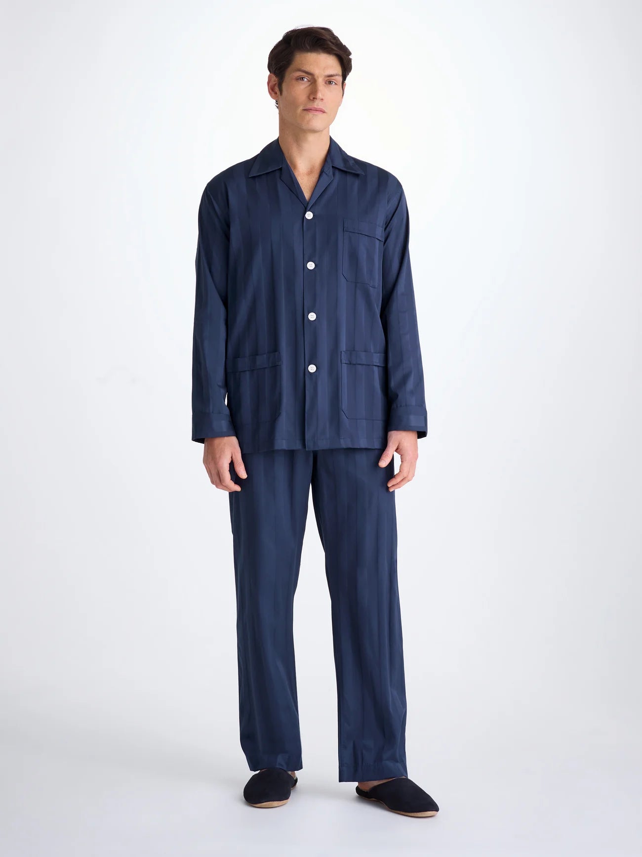 DEREK ROSE MEN'S CLASSIC FIT PAJAMA SET - LINGFIELD COTTON NAVY