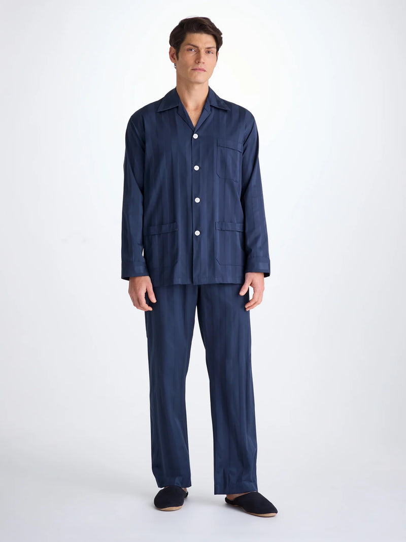 DEREK ROSE MEN'S CLASSIC FIT PAJAMA SET - LINGFIELD COTTON NAVY