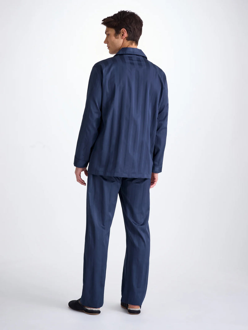 DEREK ROSE MEN'S CLASSIC FIT PAJAMA SET - LINGFIELD COTTON NAVY