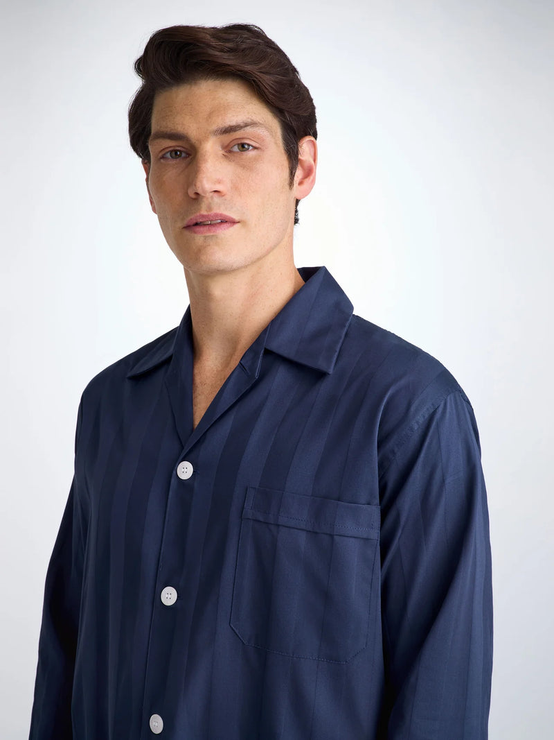 DEREK ROSE MEN'S CLASSIC FIT PAJAMA SET - LINGFIELD COTTON NAVY