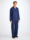 DEREK ROSE MEN'S CLASSIC FIT PAJAMA SET - COTTON JACQUARD NAVY JUNGLE PAISLEY PATTERN