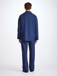 DEREK ROSE MEN'S CLASSIC FIT PAJAMA SET - COTTON JACQUARD NAVY JUNGLE PAISLEY PATTERN