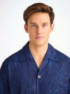 DEREK ROSE MEN'S CLASSIC FIT PAJAMA SET - COTTON JACQUARD NAVY JUNGLE PAISLEY PATTERN