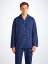 DEREK ROSE MEN'S CLASSIC FIT PAJAMA SET - COTTON JACQUARD NAVY JUNGLE PAISLEY PATTERN