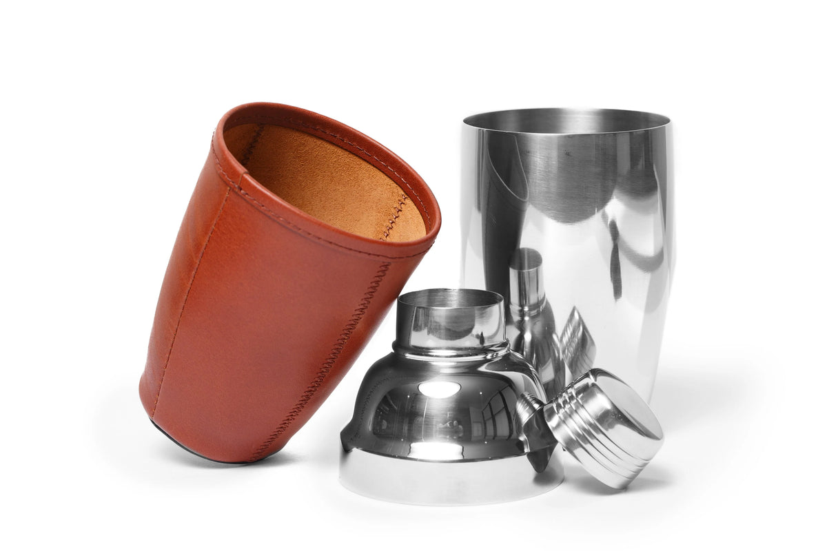 BOSCA 1911 LEATHER HOLLYWOOD COCKTAIL SHAKER