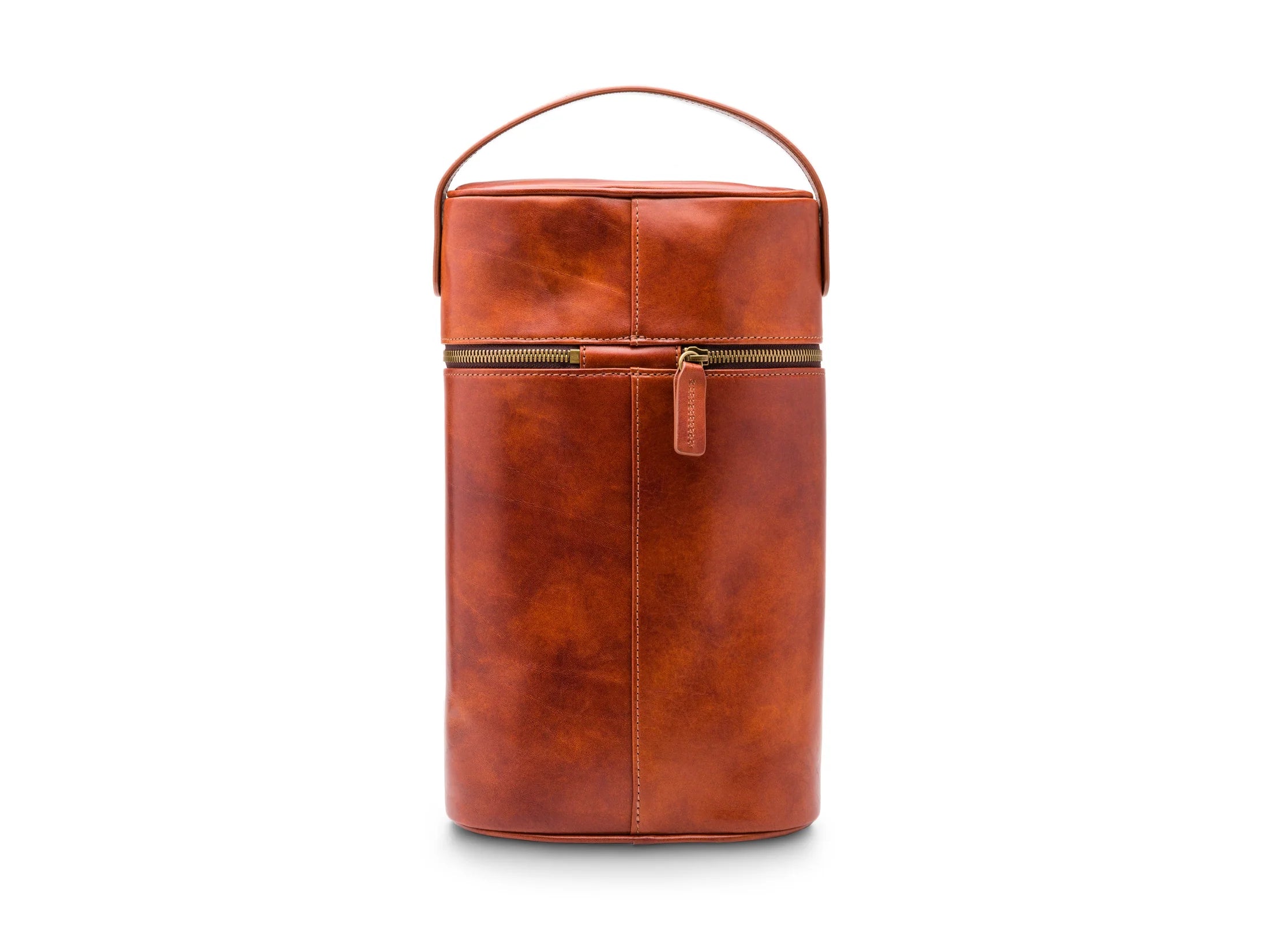 BOSCA 1911 LEATHER TWO BOTTLE WINE CASE - AMBER