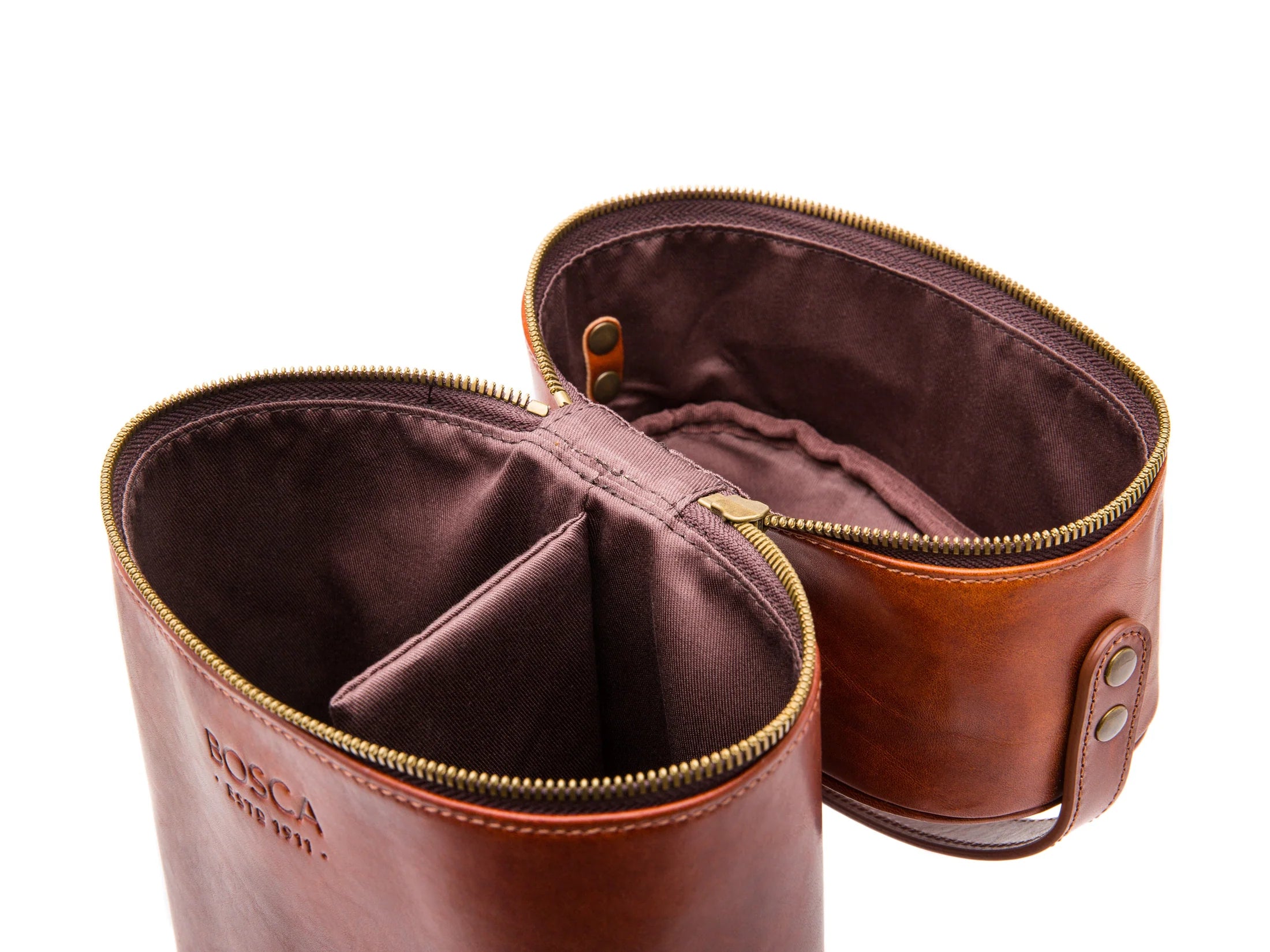 BOSCA 1911 LEATHER TWO BOTTLE WINE CASE - AMBER