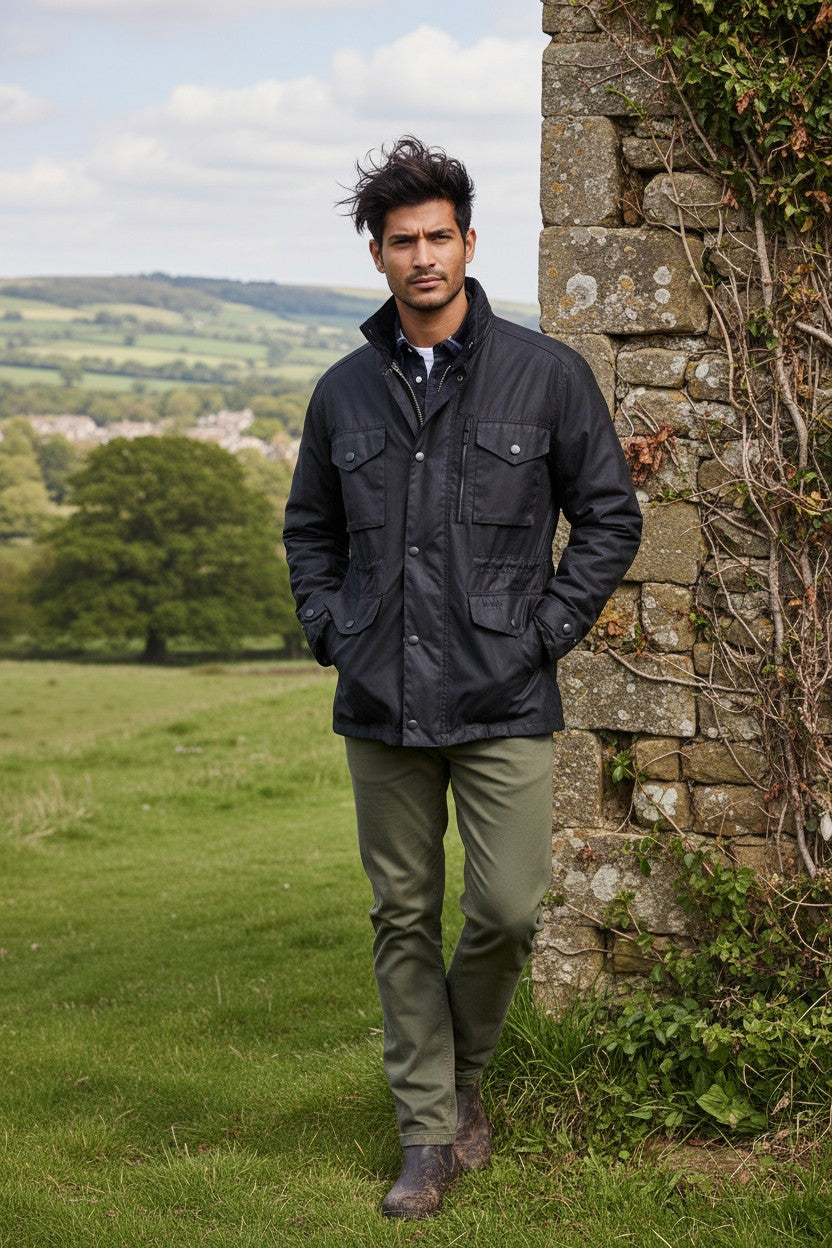 BARBOUR SAPPER MEN'S WAX JACKET - BLACK