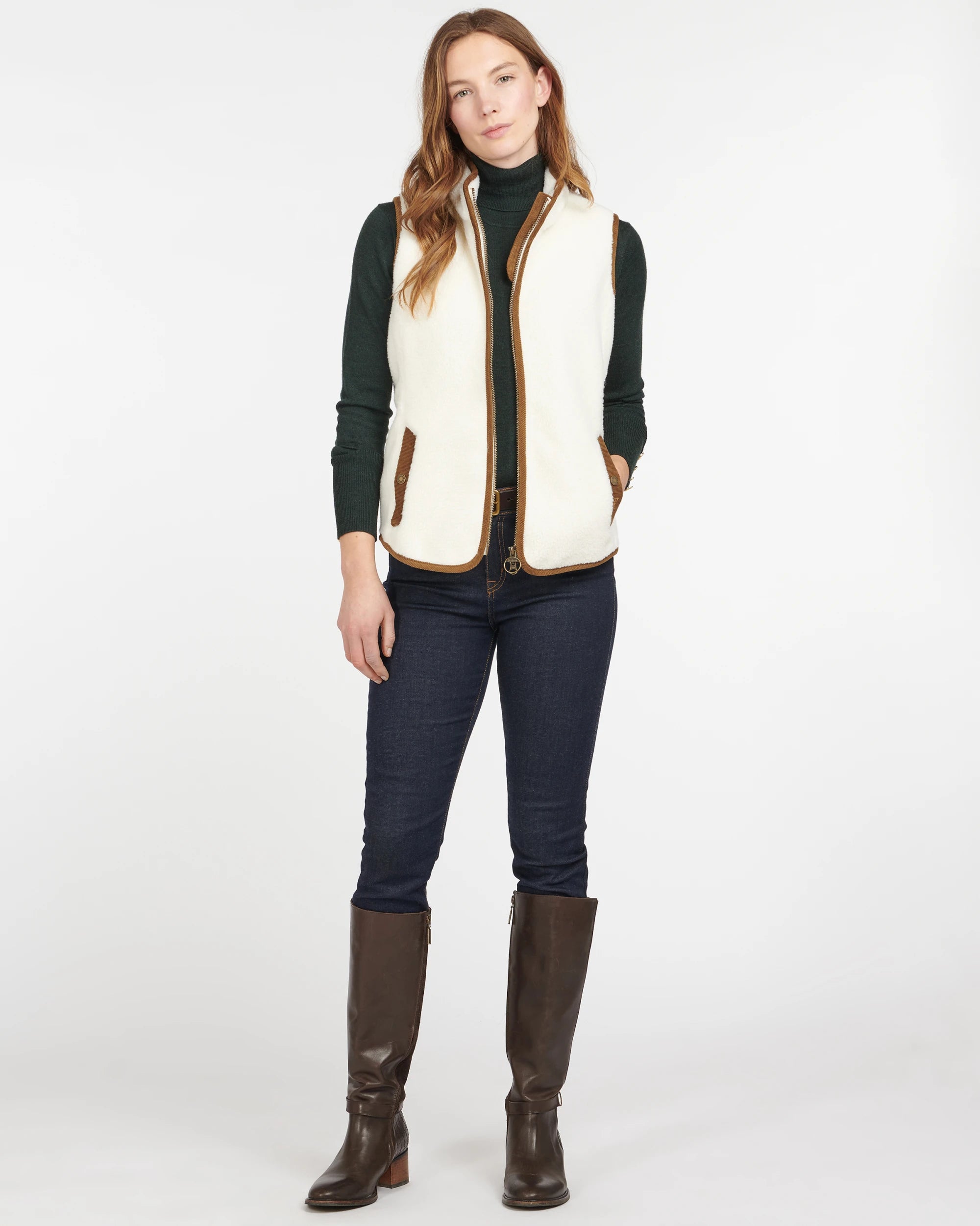 BARBOUR BURFORD WOMEN'S FLEECE VEST - WINTER PEARL/CLASSIC