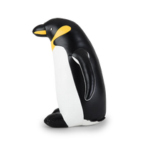 Button Down SF black and white vegan leather penguin bookend with yellow accents.