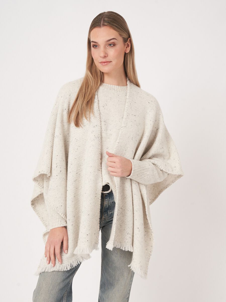 REPEAT SPECKLED CASHMERE CAPE - SNOW