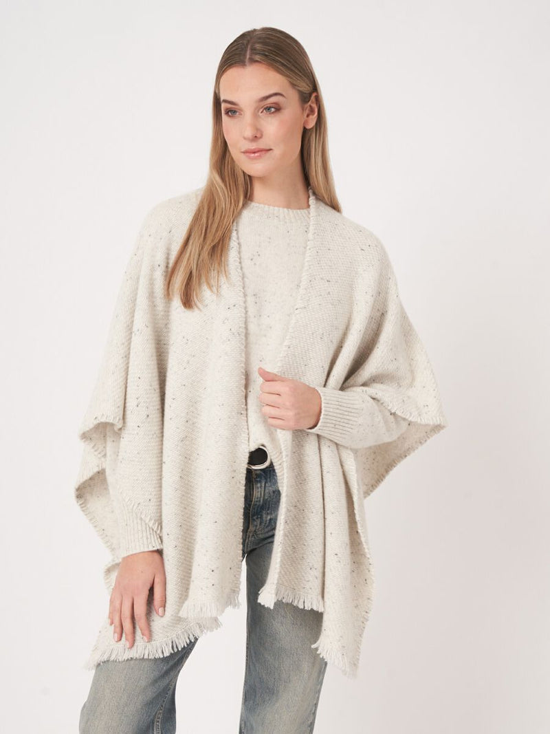 REPEAT SPECKLED CASHMERE CAPE - SNOW