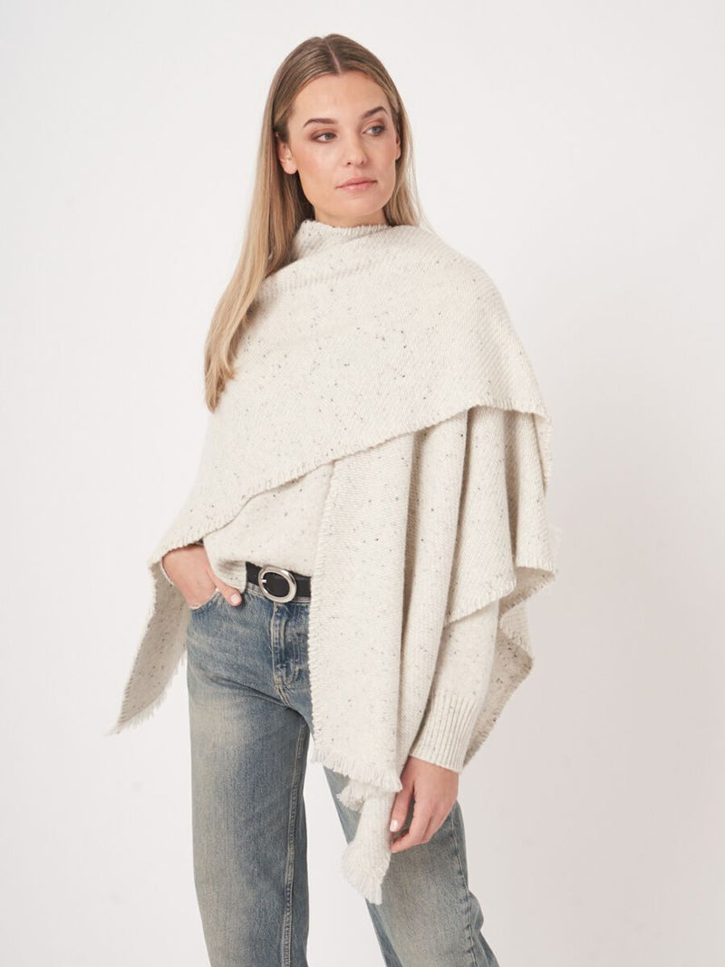 REPEAT SPECKLED CASHMERE CAPE - SNOW
