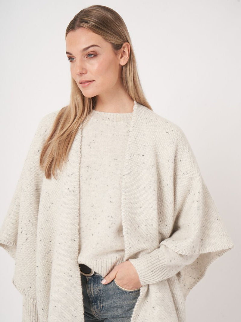 REPEAT SPECKLED CASHMERE CAPE - SNOW