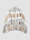 REPEAT CASHMERE CONTRAST BORDER CAPE - LIGHT GREY/IVORY