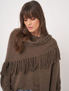 REPEAT WOOL/CASHMERE FRINGED CAPE - CACAO