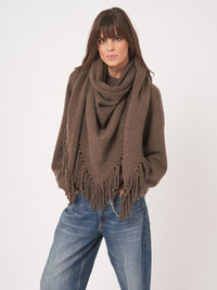 REPEAT WOOL/CASHMERE FRINGED CAPE - CACAO