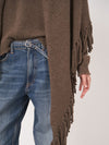 REPEAT WOOL/CASHMERE FRINGED CAPE - CACAO