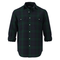 POLO RALPH LAUREN - LONG-SLEEVE SHAGGY FLANNEL MATLOCK WORKSHIRT - NAVY/FOREST PLAID
