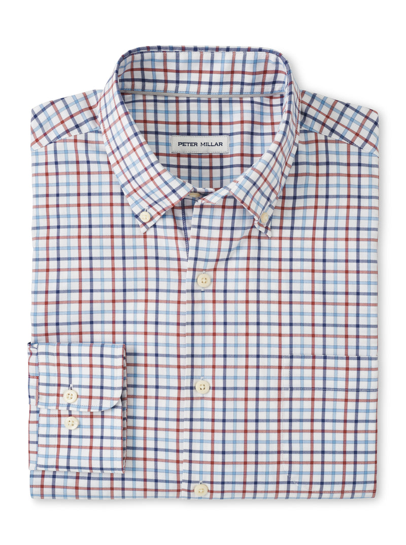 PETER MILLAR CALGARY CROWN LITE COTTON-STRETCH SPORT SHIRT - BURNT ORANGE