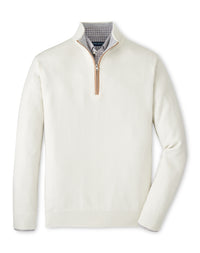 PETER MILLAR ARTISAN CRAFTED CASHMERE FLEX QUARTER ZIP - WINTER IVORY