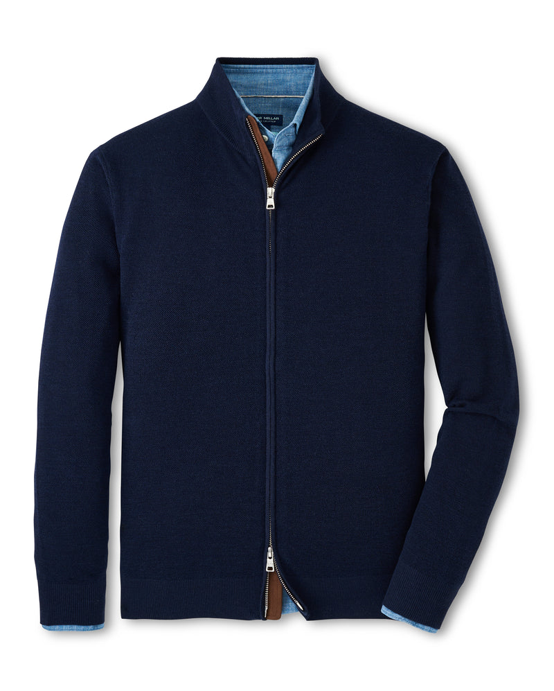 PETER MILLAR EXCURSIONIST FLEX FULL ZIP SWEATER - NAVY