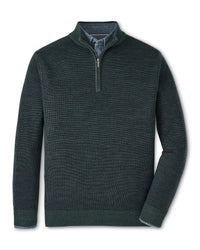 PETER MILLAR BREAKER BIRDSEYE 1/4 ZIP SWEATER - BALSAM