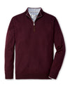 PETER MILLAR AUTUMN CREST SUEDE TRIM 1/4 ZIP SWEATER - WINTERBERRY