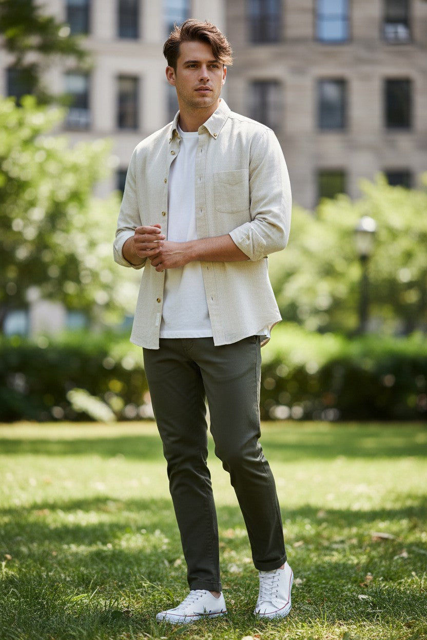 SCOTT BARBER THE CHAMBRAY SHIRT - BIRCH