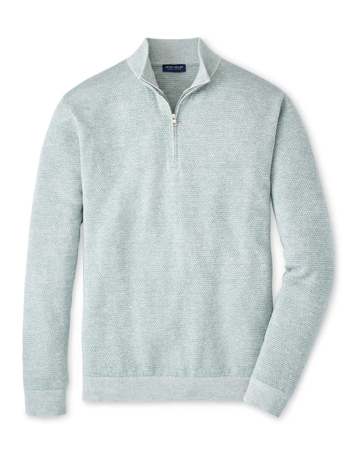 PETER MILLAR BARLOW BIRDSEYE QUARTER-ZIP SWEATER - WILLOW