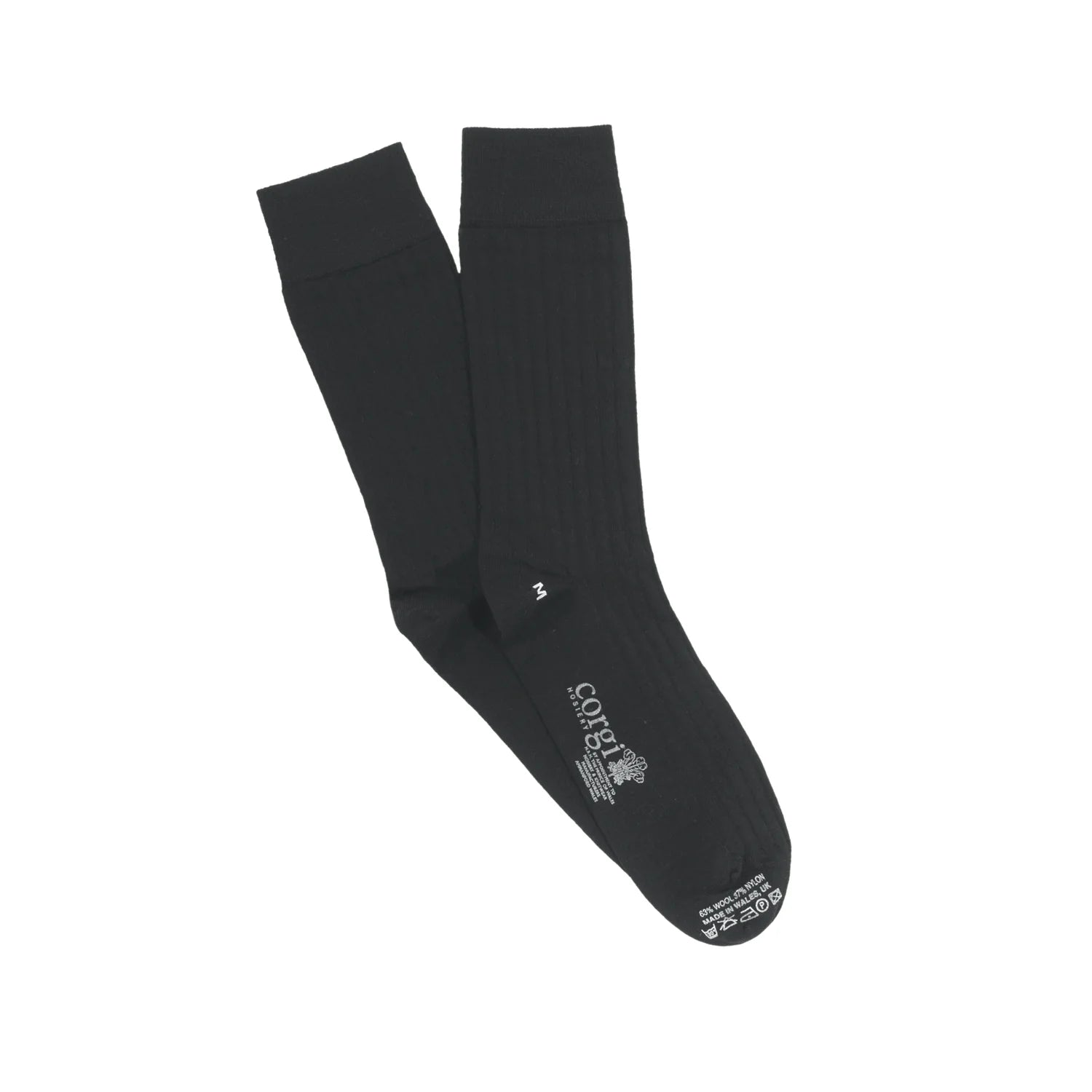 CORGI RIBBED WOOL DRESS SOCK - DARK GREY