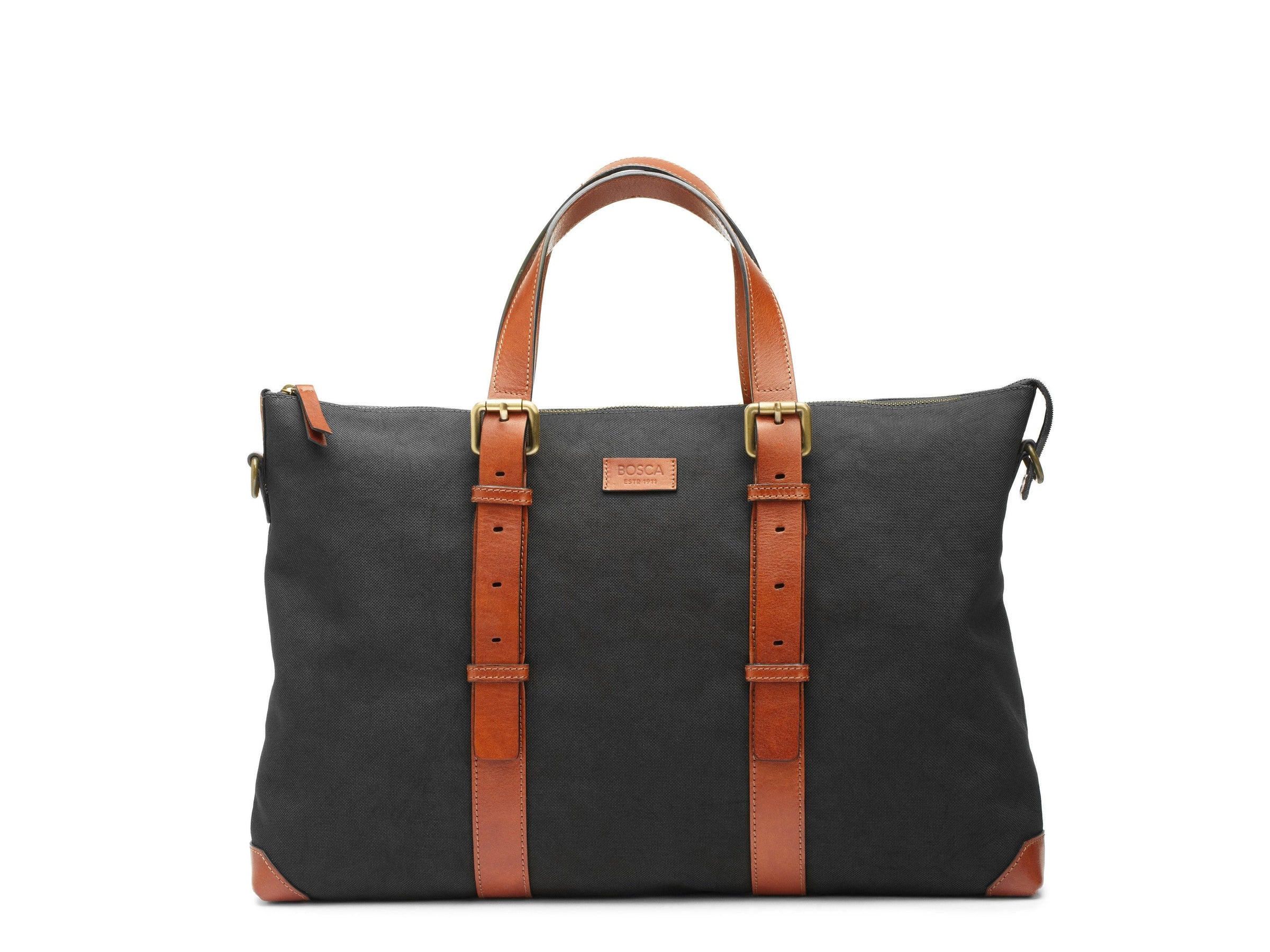 BOSCA 1911 DOLCE MARINA THE ARNO TOTE - BLACK/AMBER