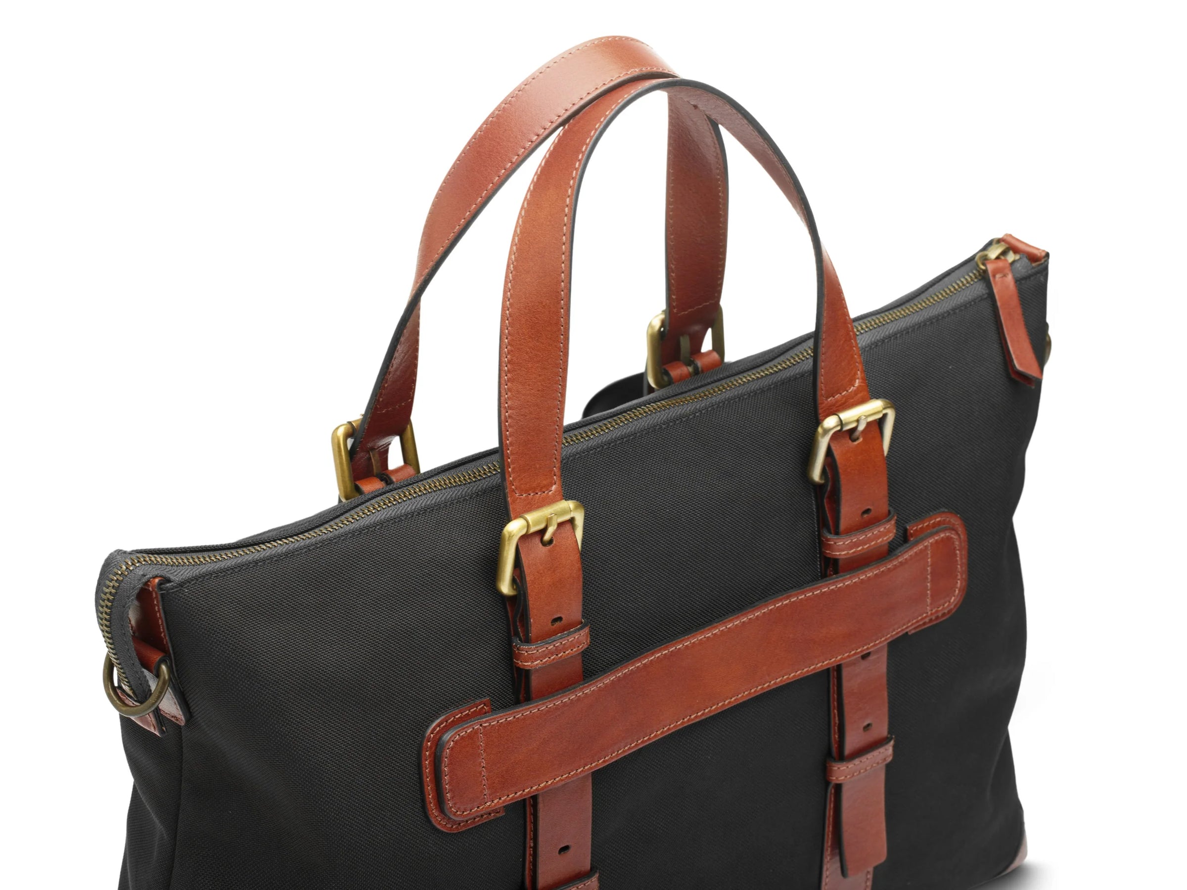 BOSCA 1911 DOLCE MARINA THE ARNO TOTE - BLACK/AMBER