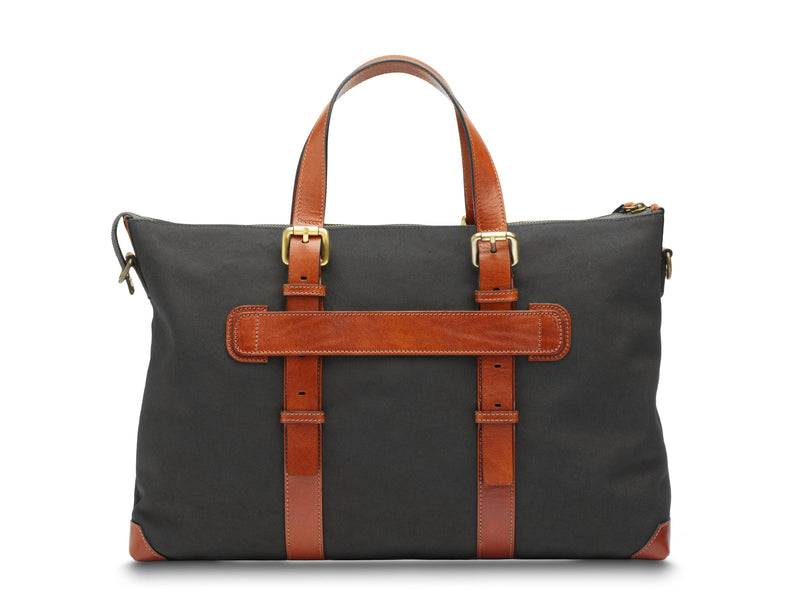 BOSCA 1911 DOLCE MARINA THE ARNO TOTE - BLACK/AMBER