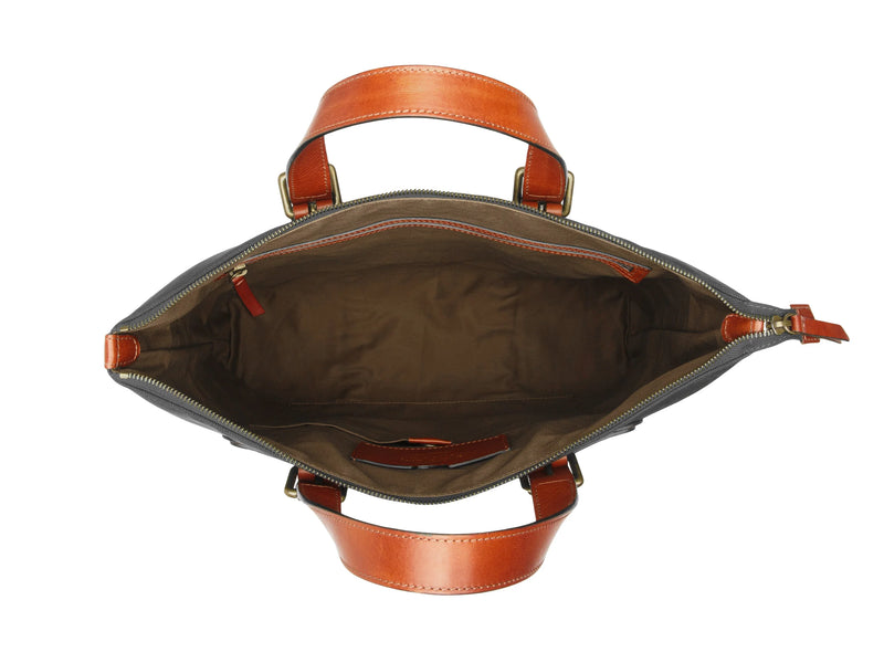 BOSCA 1911 DOLCE MARINA THE ARNO TOTE - BLACK/AMBER