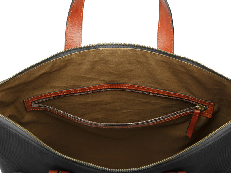 BOSCA 1911 DOLCE MARINA THE ARNO TOTE - BLACK/AMBER