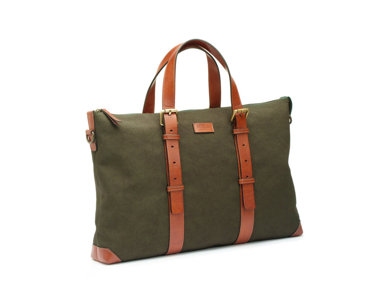 BOSCA 1911 DOLCE MARINA THE ARNO TOTE - GREEN/AMBER