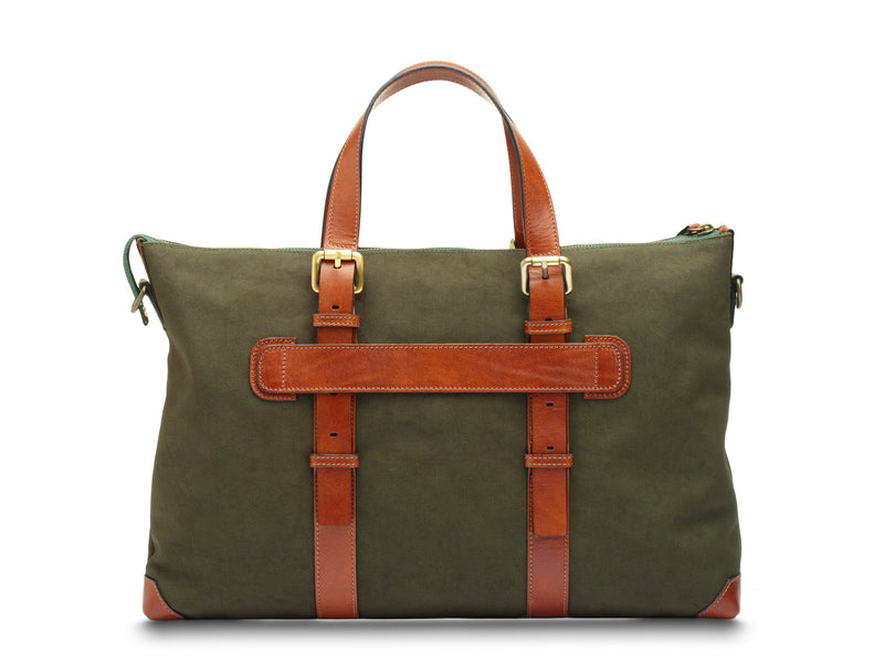 BOSCA 1911 DOLCE MARINA THE ARNO TOTE - GREEN/AMBER
