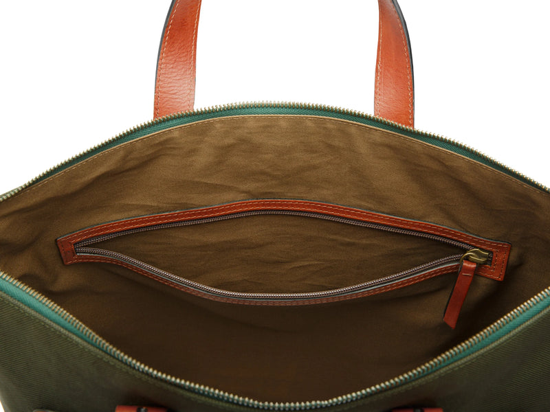 BOSCA 1911 DOLCE MARINA THE ARNO TOTE - GREEN/AMBER