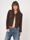 REPEAT SUEDE JACKET - DARK BROWN