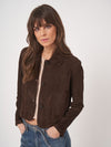 REPEAT SUEDE JACKET - DARK BROWN
