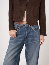 REPEAT SUEDE JACKET - DARK BROWN