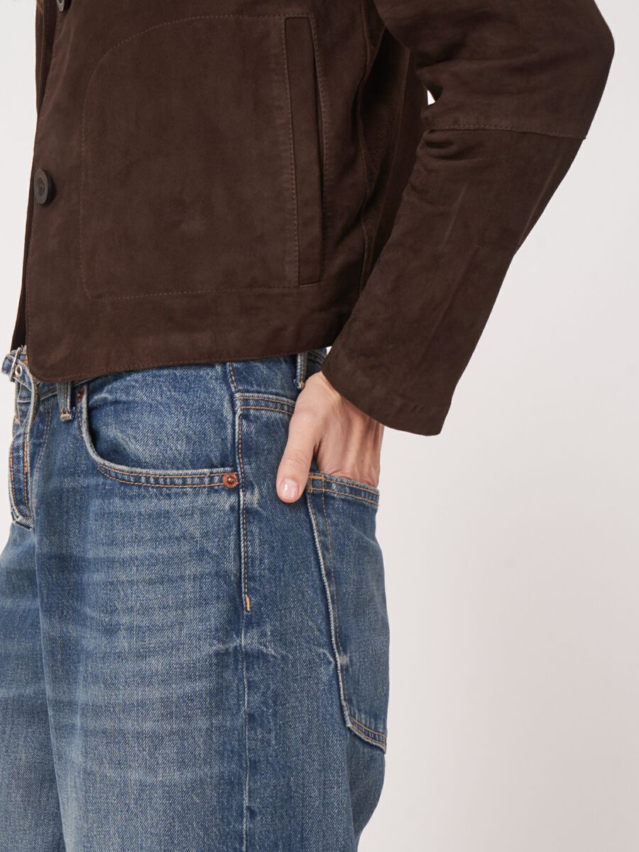 REPEAT SUEDE JACKET - DARK BROWN