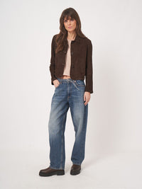 REPEAT SUEDE JACKET - DARK BROWN